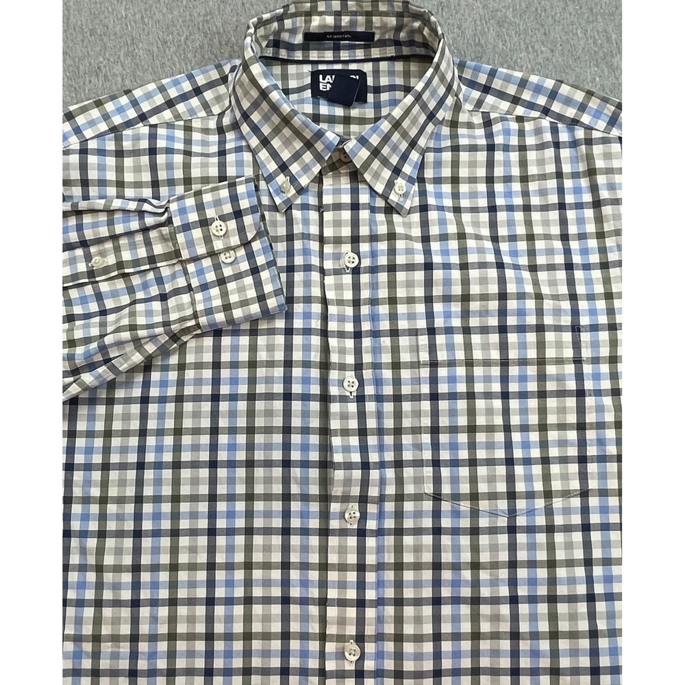 Lands End Shirt Men Medium (15-15.5) Plaid 100% Cotton Traditional Button Down